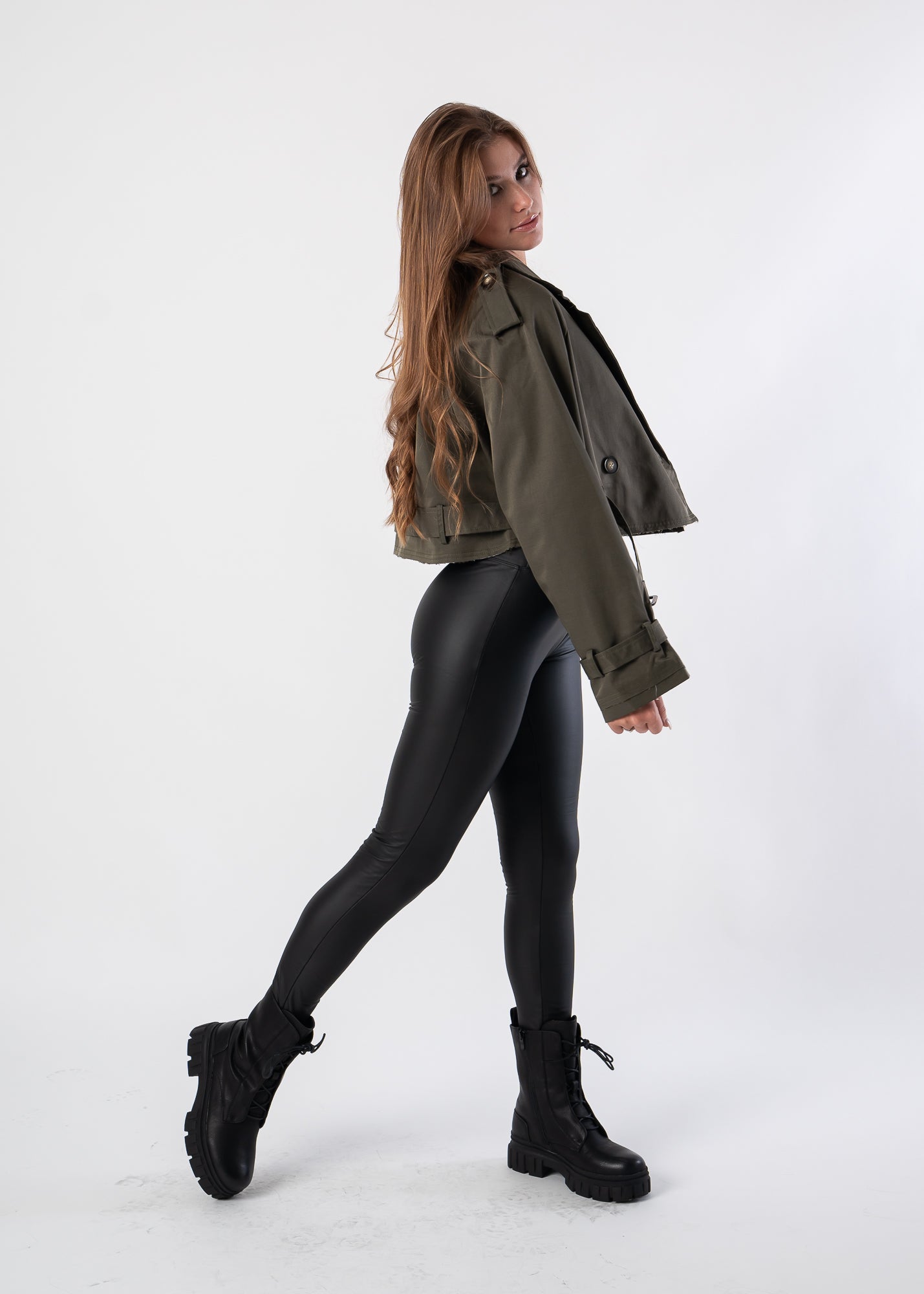 Basic Lederlook Leggings - Schwarz